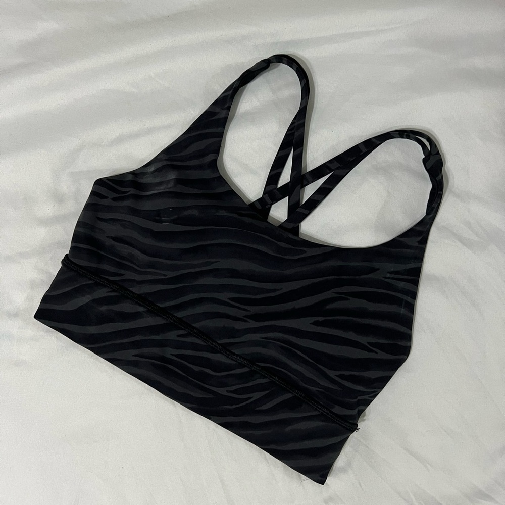 Lululemon Energy Bra Long Line Le Tigre Camo Deep Coal